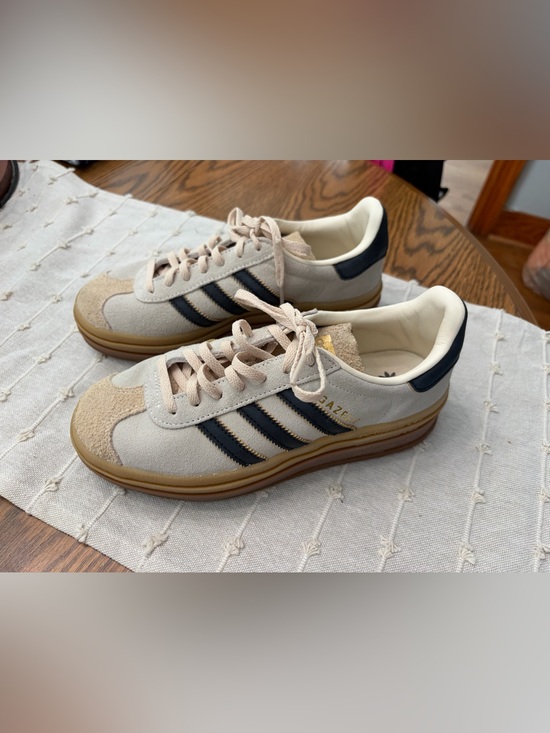 adidas Shoes - adidas Gazelle Bold Women’s Sneakers in Light Beige with Black Stripes